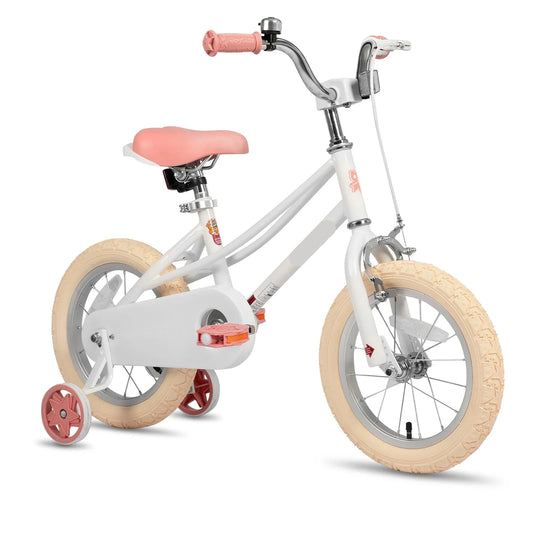 Kinderfiets - Loopfiets - Kleuterfiets - Meisjesfiets - met Trainingswiel - Mandje - Kickstand - Bel - Stalen Frame - Retro Stijl - Fiets voor 2-12 Jaar - Wit - 12inch