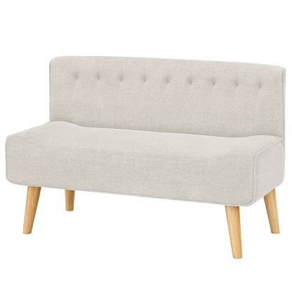 2-Zits Bank – Loveseat – Tweezitsbank – Compacte Bank – Sofabank Beige – Linnen Bekleding – Duurzame Houten Poten - QUORE
