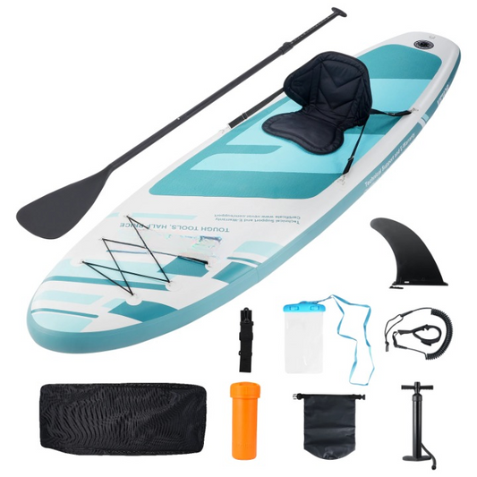 Supboard - Paddle Board - Peddelplank - Surfplank - Opblaasbaar - met Zitje - Inc. Klittenbandsluiting - Voor - Bevestigingspunten - Peddel - Vin - Reparatieset - Stoel - Handpomp - Waterdichte Telefoonhoes - Draagtas - 304.8 x 83.8 x 15.2 cm - Turkoois