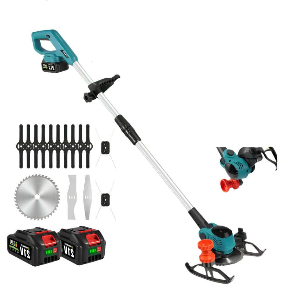 Handmaaier - Grasmaaier - Grastrimmer - Grasschaar - Grasmachine - 3000W - 6-Inch - Elektrische/Accu - Grastrimmer met 90° Verstelbare Kop – Tuingereedschap voor Precisiewerk - 21V/18V Compatibel - Inclusief 2x Accu - QUORE