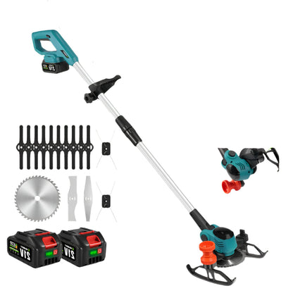 Handmaaier - Grasmaaier - Grastrimmer - Grasschaar - Grasmachine - 3000W - 6-Inch - Elektrische/Accu - Grastrimmer met 90° Verstelbare Kop – Tuingereedschap voor Precisiewerk - 21V/18V Compatibel - Inclusief 2x Accu - QUORE