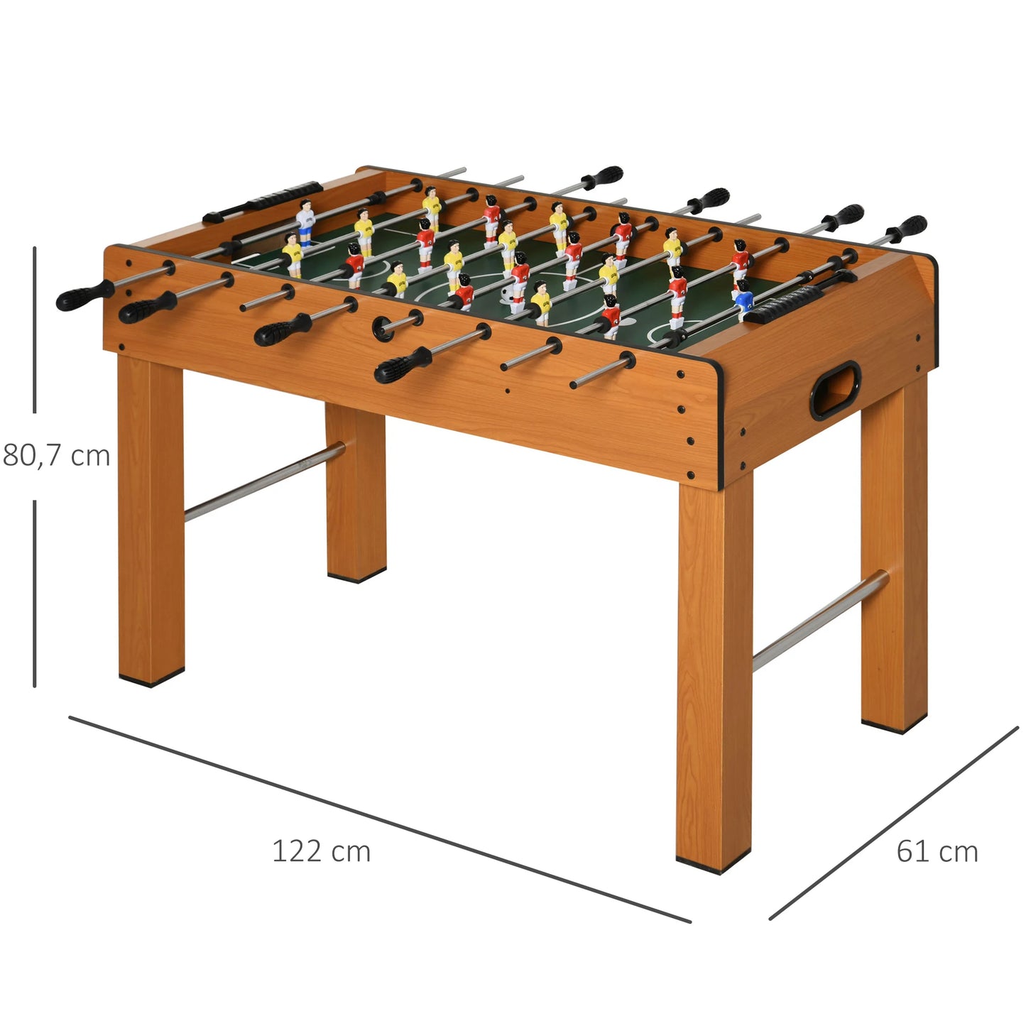 Tafelvoetbaltafel – Voetbalspel – Jeu de Football – Kickertafel – Spelletje – Natuurlijk Hout – Compact Formaat 122x61x80,7 cm – Duurzaam MDF & Roestvrijstalen Stangen