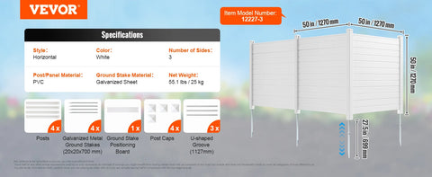 Outdoor Privacy Fence - Privacy Scherm - Privacy Fence Screening - Air Conditioner Fence - Omheining - 50 x 50 inch- 3 zijden - Perfect om prullenbak en AC units te omheinen.