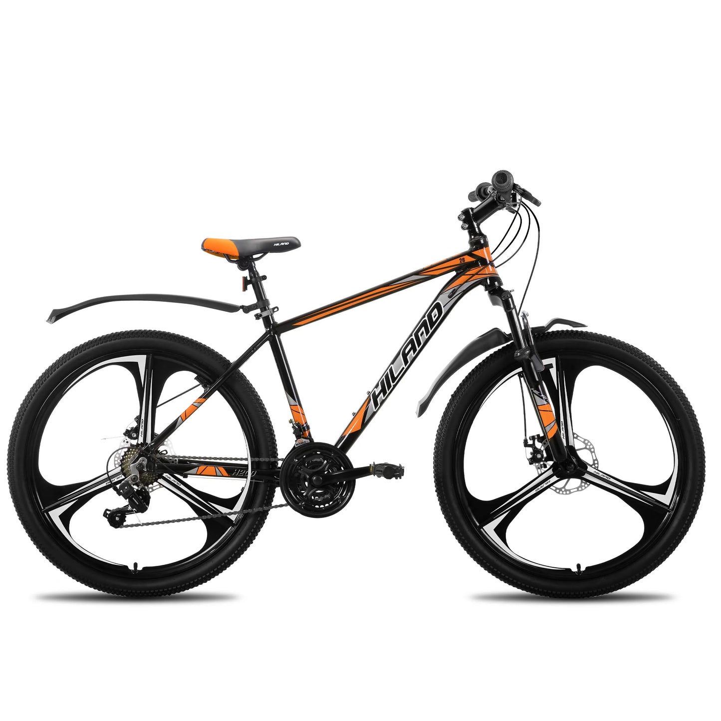 HILAND Mountain Bike, 3 Spokes, 18 Speeds Drivetrain, Aluminum Frame 26 Inch Wheels, Disc-Brake Bike for Men Women Men's MTB - QUORE