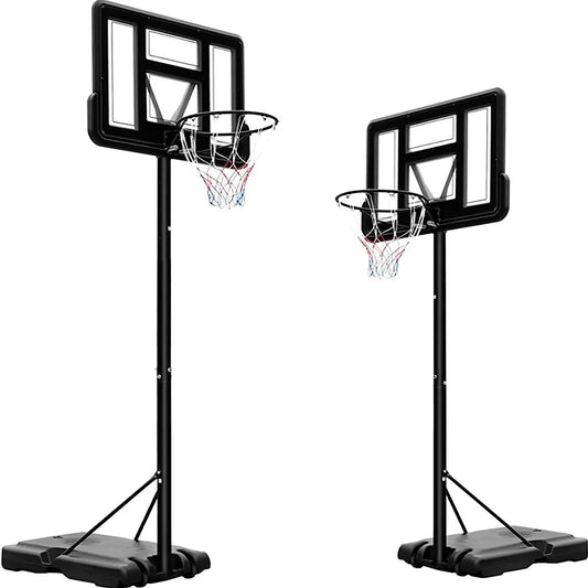 Verplaatsbare Basketbalring – Mobiele Basketbaldoel – Basketbalset – Basketbalring Met Net – Verstelbare Hoogte 230-304 cm – Weerbestendig Staal & PVC - Zwart - QUORE