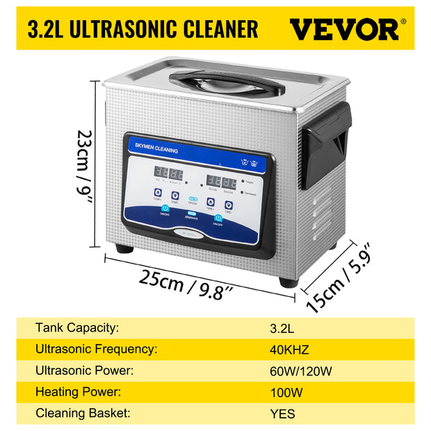 Ultrasoonreiniger - Wasmachine - Ultra Sonic Cleaner - Ultrasoonreiniger Glazen - 3.2L - met Ontgassingsfunctie