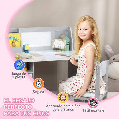 Kinderbureau – Kinderbureau Set – Kindertafel – Schrijftafel – Bureau Met Stoel – Whiteboard Werkblad – Afgeronde Hoeken Veilig Design