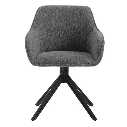 Draaistoel - Draaibare Eetkamerstoelen – Set van 2 – Ergonomische Corduroy Stoelen met Armleuningen – Comfortabele Keuken- & Loungestoelen – 360° Draaiend – Stabiel & Modern Design - 58x53.5x82cm - Donkergrijs