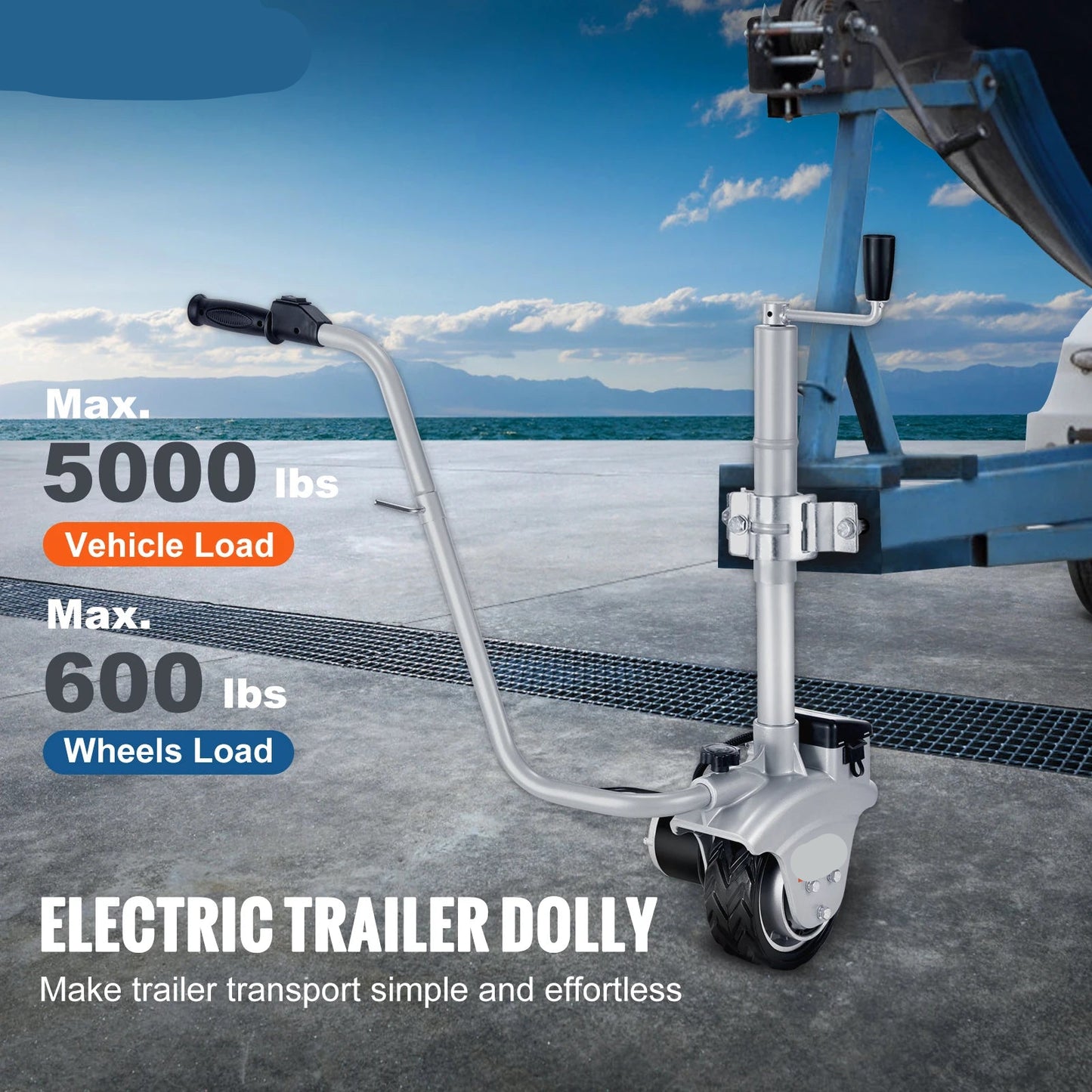 Elektrische Trailer Mover Dolly - 5000 lbs Trekcapaciteit - Verstelbare Klem - 12V Motor - 8-inch Rubber Wielen 3
