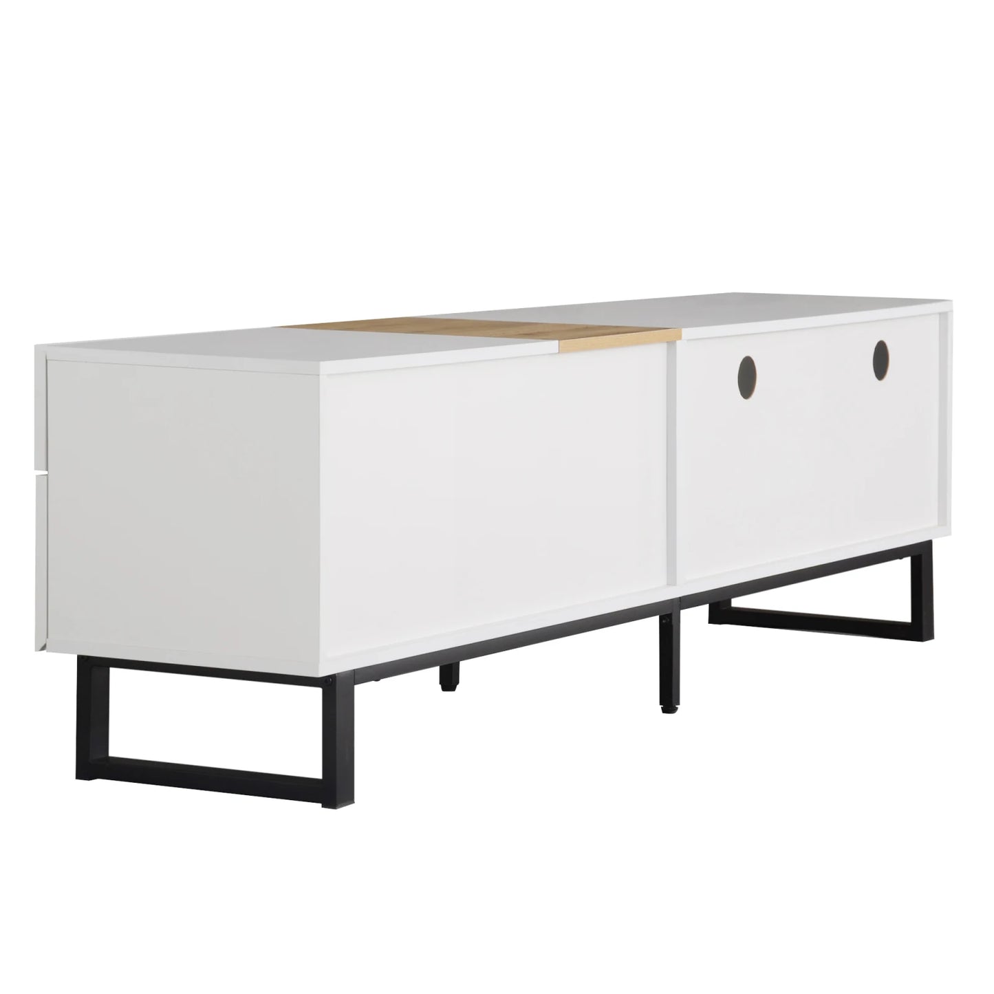 TV-meubel – TV-kast – Tv-meubel – Tv-kast – Woonkamermeubel – Wit met houtkleur – Multifunctioneel met 2 lades – Afmetingen 180x38x50 cm