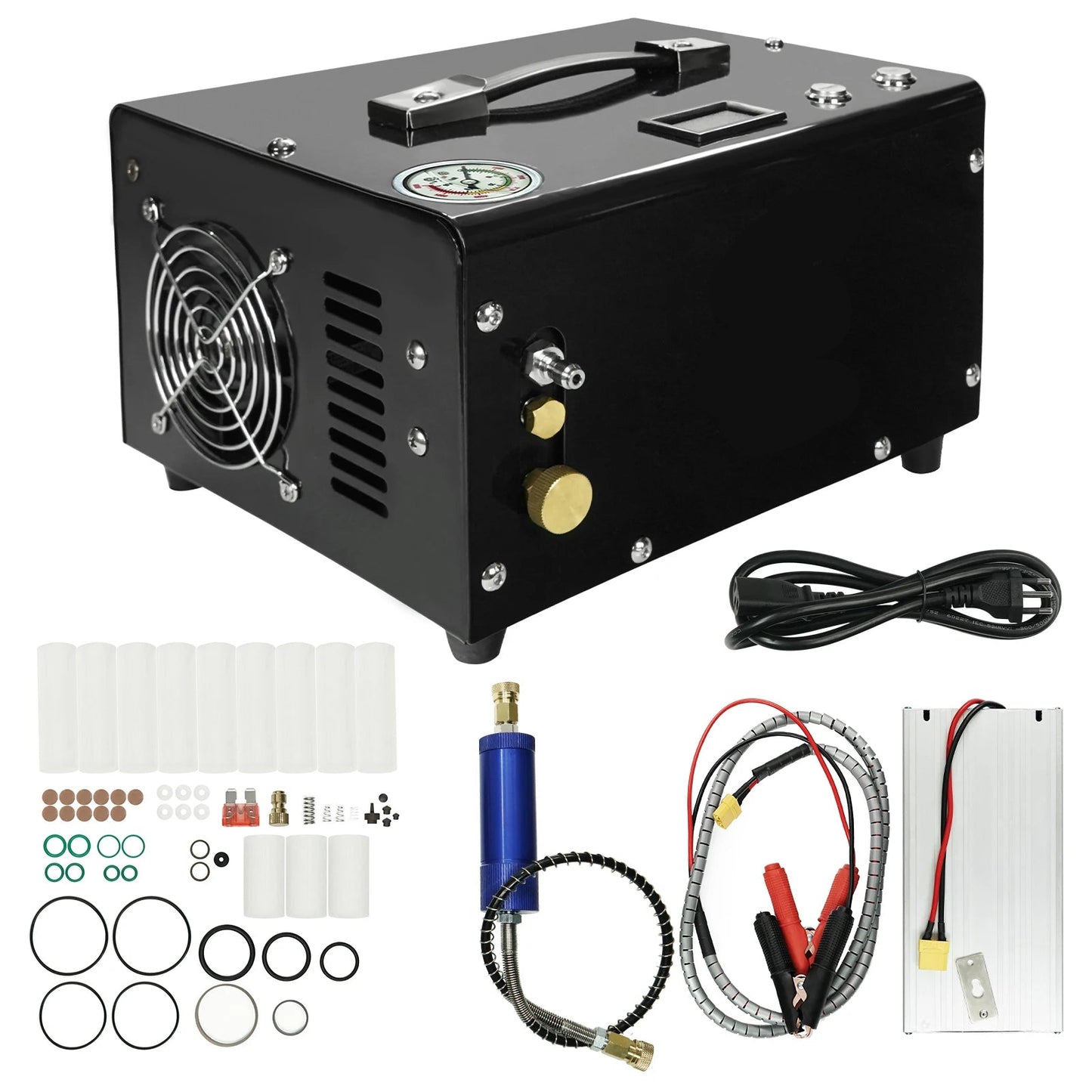 Luchtcompressor - Draagbare  Hogedrukluchtcompressor - Airpress Compressor - 300 bar - 4500Psi PCP - 110V - met 12V Voedingsadapter - Auto-stop - Scuba PCP-tank