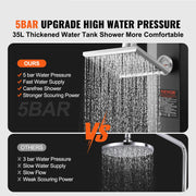 Outdoor Shower - Garden Shower - Solar Outdoor Shower - Solar Water Heater Outdoor Shower - Shower Kit with Head and Foot Tap Double Buckle - Outdoor Backyard Pool Beach Spa - 35L