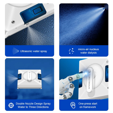 Robot Raamwisser - YW509 - 2 weg watersproeier - Sterk vacuüm - Randloze werken - QUORE