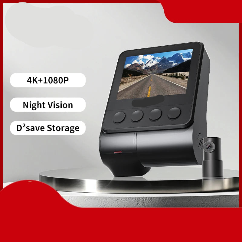 Dashcam voor Auto - Navigatiesysteem Auto - Voor & Achter Camera – 2160P + 1080P – 4K - GPS - WiFi - Nachtzicht - G-sensor - ADAS - Loop Recording - Hardwire Kit