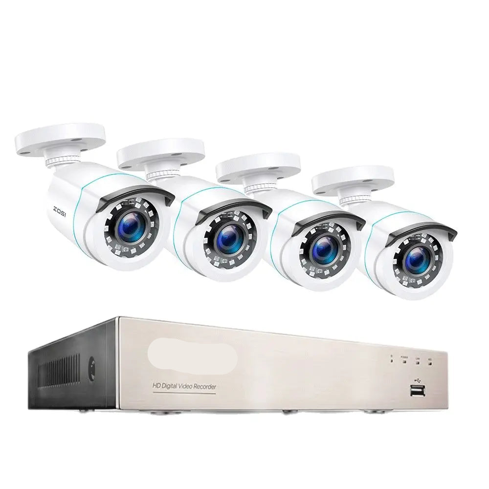 Beveiligingscamera - Draadloze Camera - Camerabewaking - Buiten Camera met Nachtzicht - 1080P Full HD - 4 Stuks Bullet Outdoor & Indoor - IP66 Weerbestendig - H.265+ – 8 Kanaals - Wit - QUORE