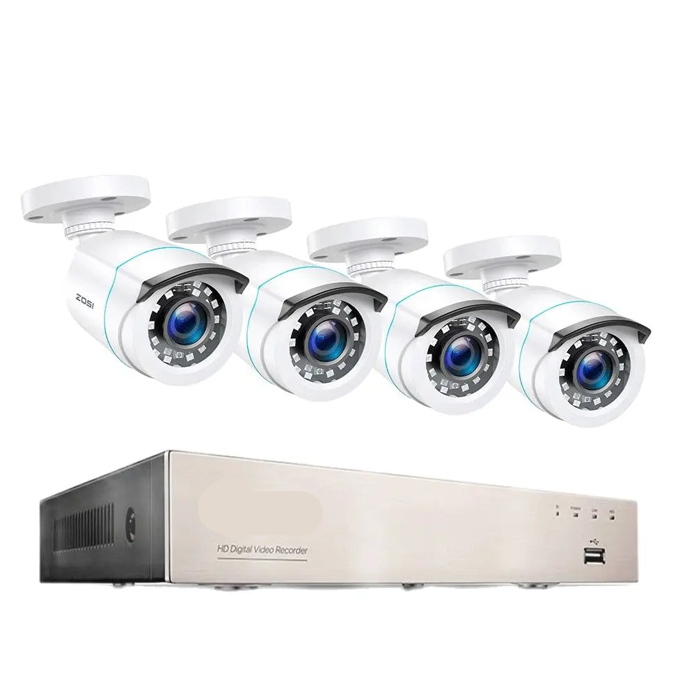 Beveiligingscamera - Draadloze Camera - Camerabewaking - Buiten Camera met Nachtzicht - 1080P Full HD - 8 Stuks Bullet Outdoor & Indoor - IP66 Weerbestendig - H.265+ – 8 Kanaals - Wit - QUORE