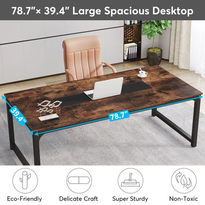 Houten Bureautafel – Werktafel – Eettafel – Vergadertafel – Gametafel – 180 Cm – Waterbestendig – Driehoekige Versteviging - QUORE
