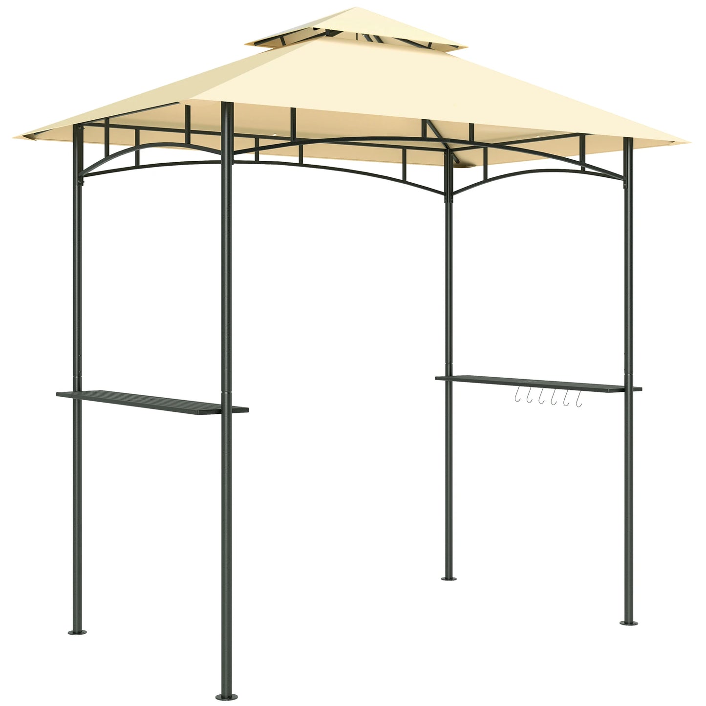 Barbecuepaviljoen – Grillpaviljoen – Buitenkeuken Overkapping – Barbecue Overkapping – Dubbele Daklaag – Weerbestendig Staal - Beige