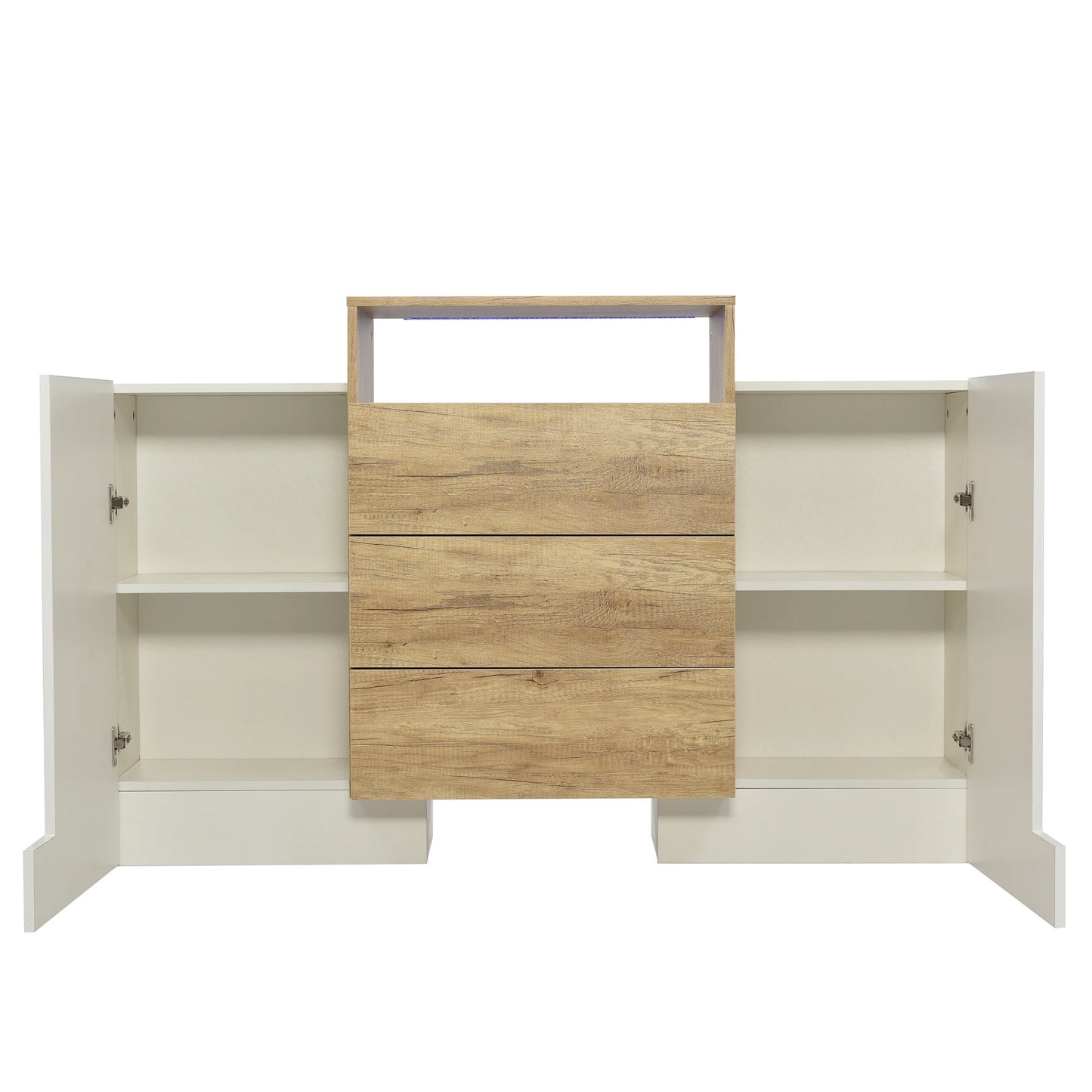 Kast – Opbergkast – Meubel – Dressoir – Hoogglans Wit – Verstelbare Planken – Kleurrijke LED-Verlichting