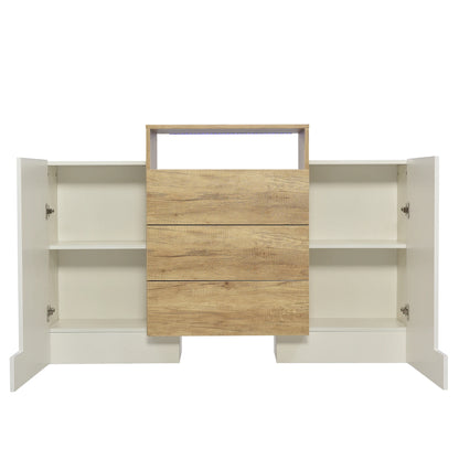 Kast – Opbergkast – Meubel – Dressoir – Hoogglans Wit – Verstelbare Planken – Kleurrijke LED-Verlichting