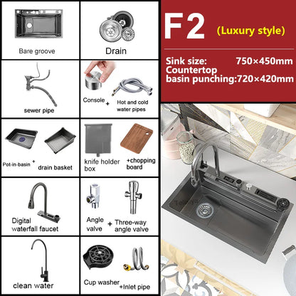 Hidden Kitchen Sink Stainless Steel Bar Sink Undermount Mini Single Slot Small Multifunctional RV Washbasin With Lid