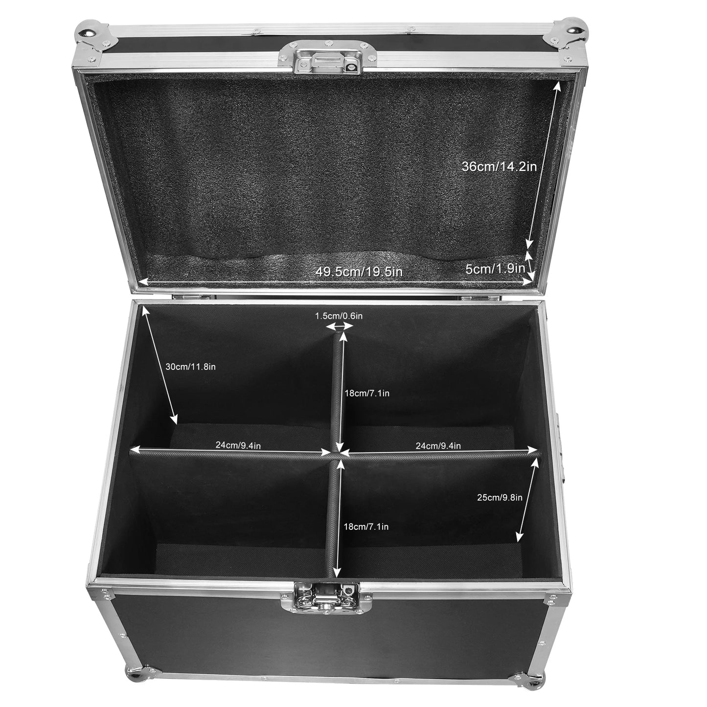 Flightcase Moving Head – Vervoerskoffer Lichtcase – Transportkist Lichtbox – Beschermkoffer Verlichting – Op Maat Gemaakt – Premium Lederlook – EVA Foam Bescherming – Ingebouwd Accessoirevak – Afmetingen 54,5x52x39 cm
