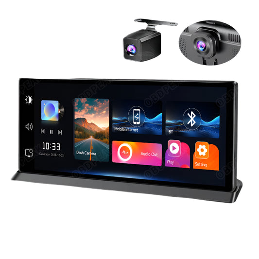 Dashcam voor Auto - 11.3" 4K Dashcam - CarPlay & Android Auto - Dual Lens - GPS - Nachtvisie - Parkeermodus - Touchscreen - 170° Groothoek - Geen TF-Kaart - Zwart