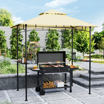 Barbecuepaviljoen – Grillpaviljoen – Buitenkeuken Overkapping – Barbecue Overkapping – Dubbele Daklaag – Weerbestendig Staal - Beige