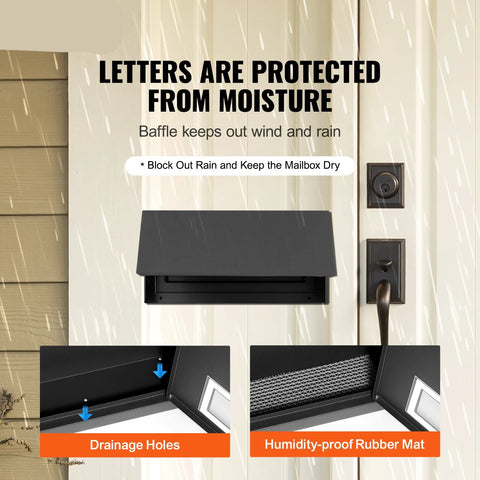 Letterbox - Postbox - Letterboxes - Letterbox Stainless Steel - Letterboxes Hanging - Heavy Duty Steel Plate - with 12” Combination Lock - Black