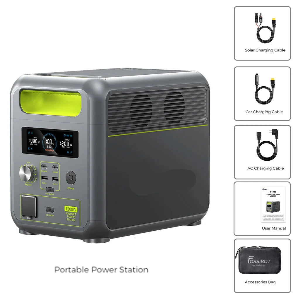 Powerstation - Stroomgenerator - Powerbank - Draagbare - LiFePO4 Back-up Energiebron - 1024Wh - 1200W - Pure Sine Wave – Camping Accu – Solar Oplaadbaar - USB & AC Uitgangen