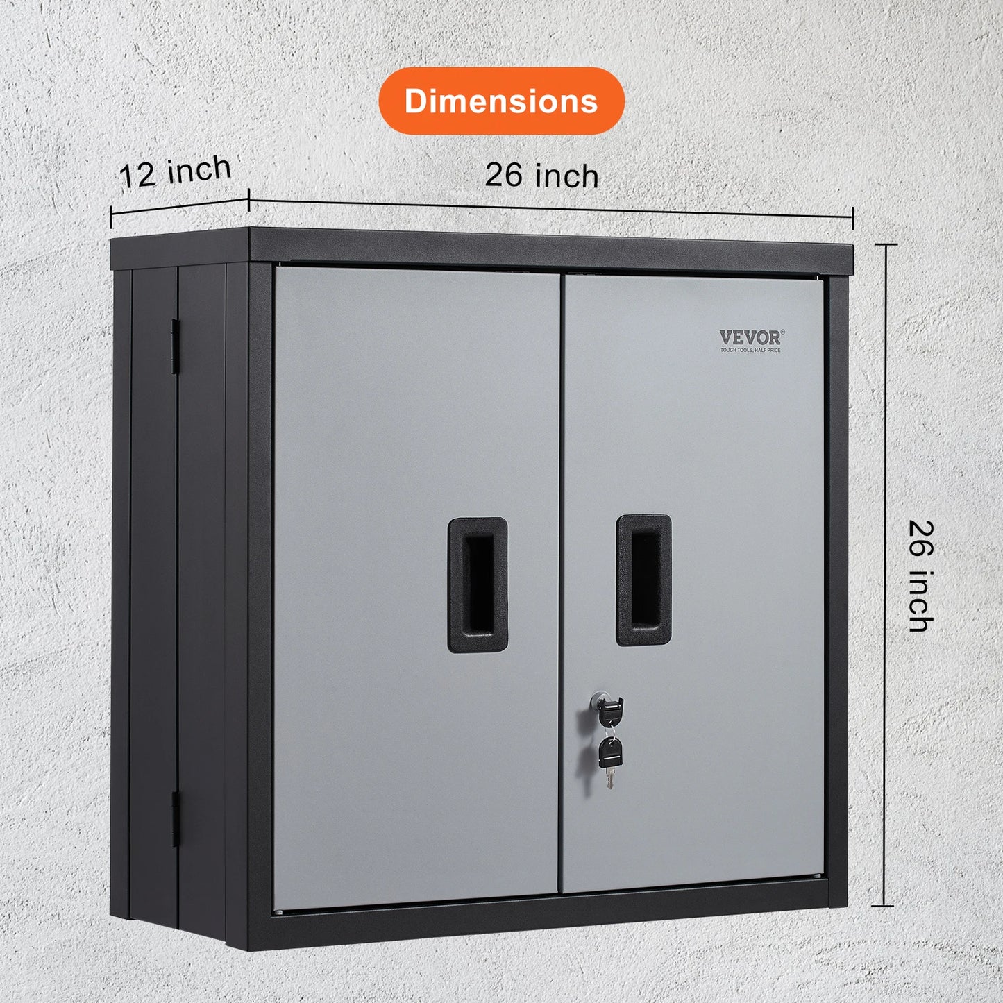 Wandkast - Kast - Locker - Opbergkast - Incl Slot en Sleutel - 54.5 Laadgewicht per Plank - Kluis - 66 x 30.5 x 66 CM - Garage - Muurkast - Cabinet - Zwart