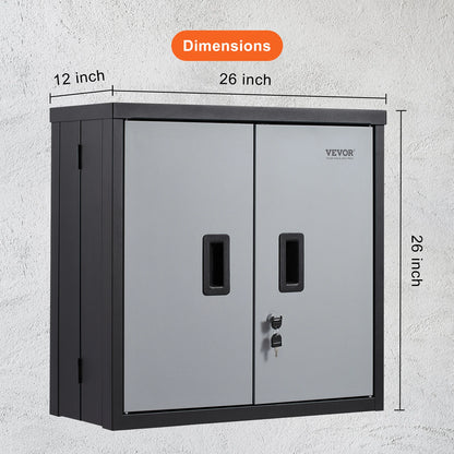 Wandkast - Kast - Locker - Opbergkast - Incl Slot en Sleutel - 54.5 Laadgewicht per Plank - Kluis - 66 x 30.5 x 66 CM - Garage - Muurkast - Cabinet - Zwart