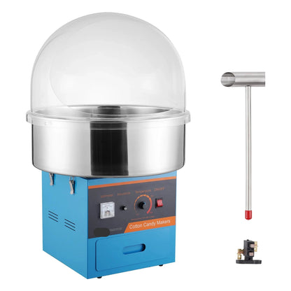 Suikerspinmachine Elektrisch - Suikerspinmachines - Mini Suikerspin - Suikerspinmaker - 1000W - RVS Kom met Deksel - Instelbare Temperatuur - Incl. Schep en Lade - Voor Feestjes - Kermis - en Verjaardagen - Blauw