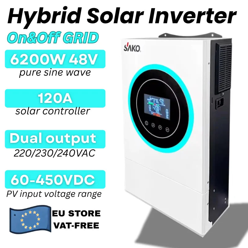 Hybride Omvormer – Zonne-energie Omvormer – Solar Inverter – MPPT Omvormer – Off-grid Omvormer – 3000W Puur Sinusgolf – 80A MPPT Zonnecontroller - QUORE