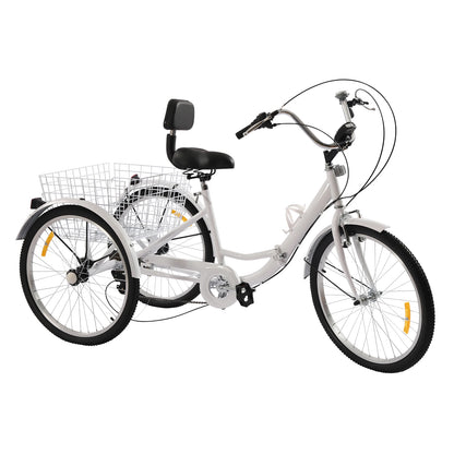 Driewieler – Driewiel Fiets – Driwieler – Driewielfiets – 7 Versnellingen – Stalen Frame – Inklapbaar Frame - Wit