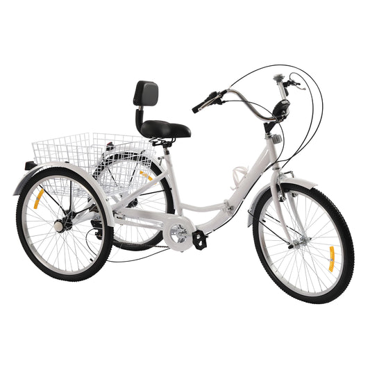 Driewieler – Driewiel Fiets – Driwieler – Driewielfiets – 7 Versnellingen – Stalen Frame – Inklapbaar Frame - Wit
