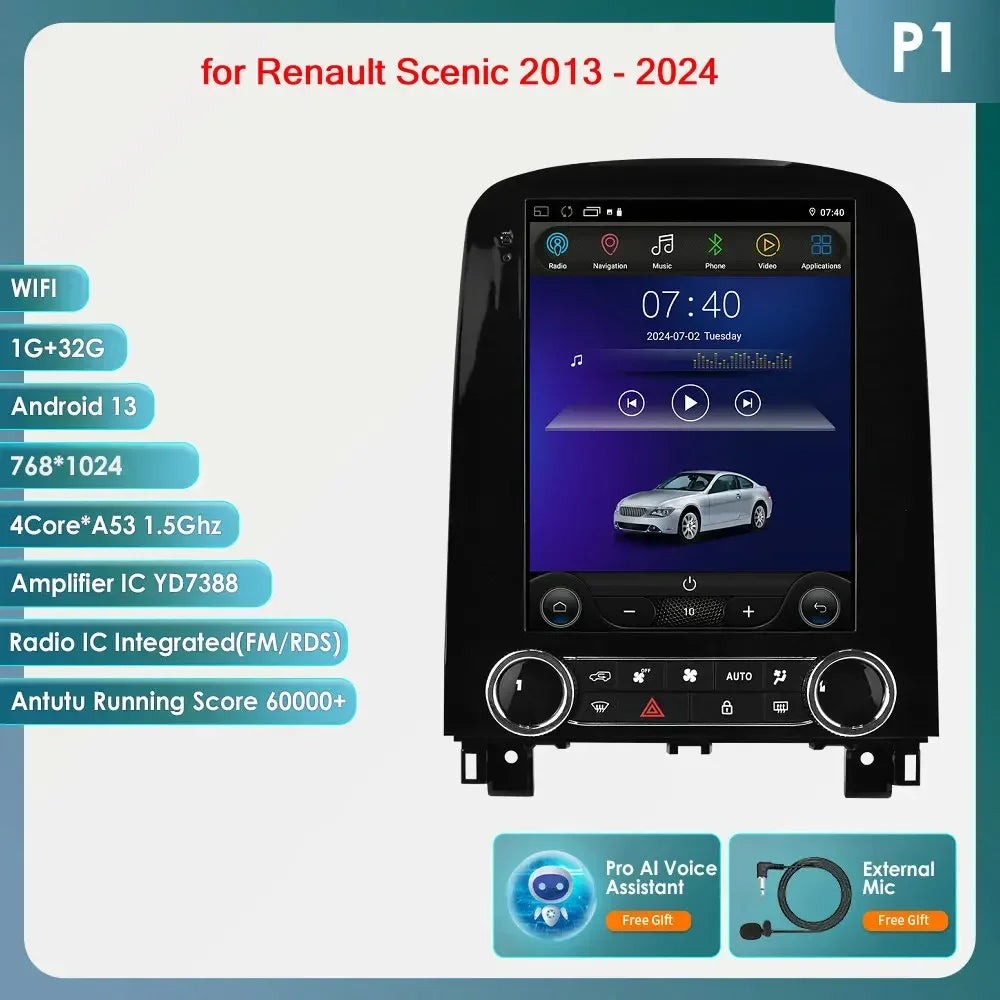 9,7 Inch Autoradio – Multimediasysteem – Navigatie – Carplay – Touchscreen – Android 14 – Snelle Octa-Core Processor - QUORE