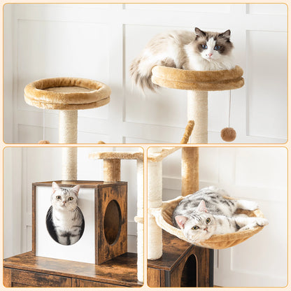 Kattenklimpaal – Kattenkrabpaal – Klimmeubel – Kattenmeubel – Rustplek – Houten Frame – Verstelbare Voeten