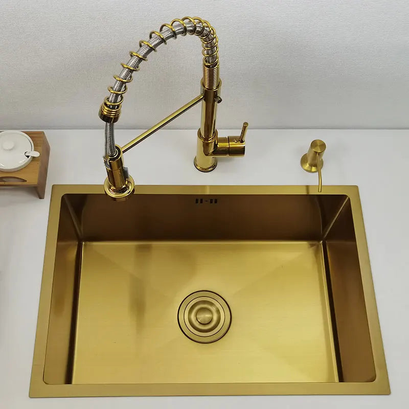 Gouden Kraanspoelbak – Badkamer Wastafel – Spoelbak RVS – Opbouwspoelbak – Onderbouwspoelbak – 60x40 CM – Hoogwaardig Roestvrij Staal – Rechthoekig Design