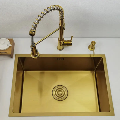 Gouden Kraanspoelbak – Badkamer Wastafel – Spoelbak RVS – Opbouwspoelbak – Onderbouwspoelbak – 60x40 CM – Hoogwaardig Roestvrij Staal – Rechthoekig Design