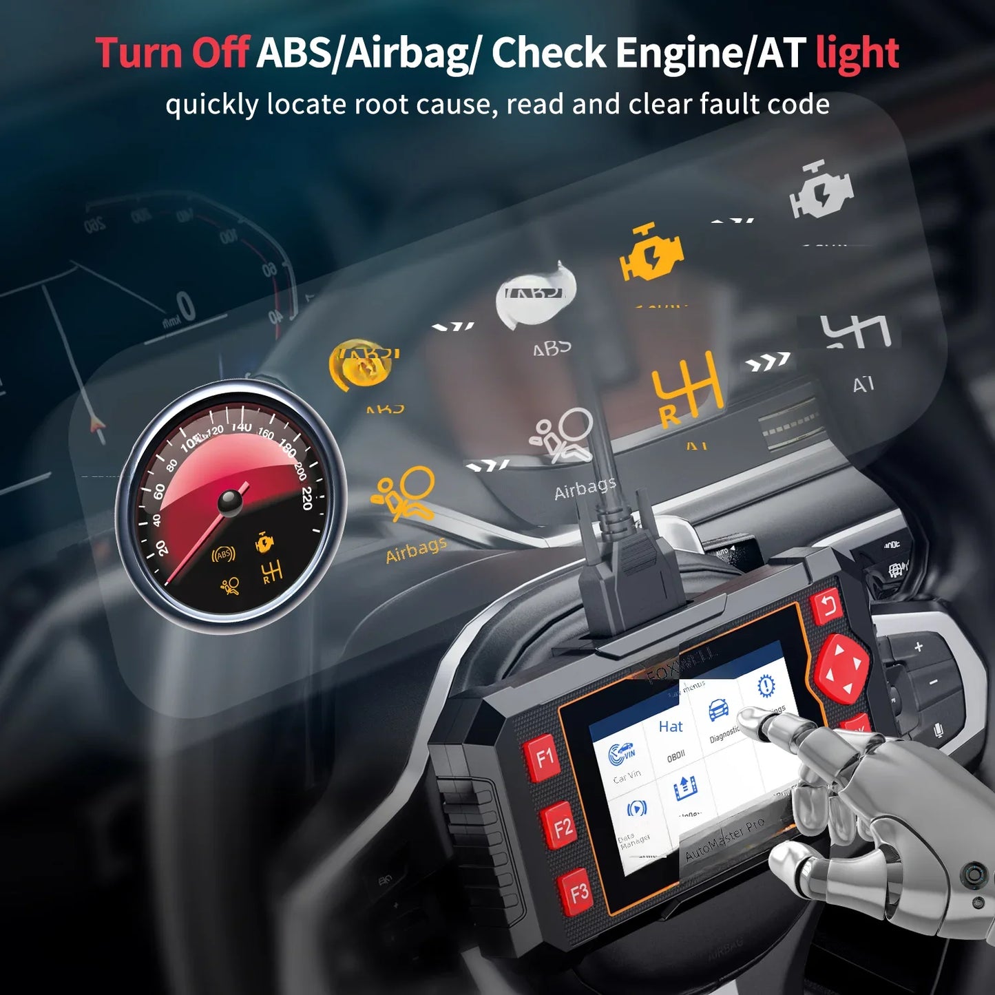 OBD2 Diagnose Scanner – Auto Foutcode Lezer – Motor Diagnostiek – ABS Scanner – Transmissie Controle – Live Data Weergave – Plug & Play