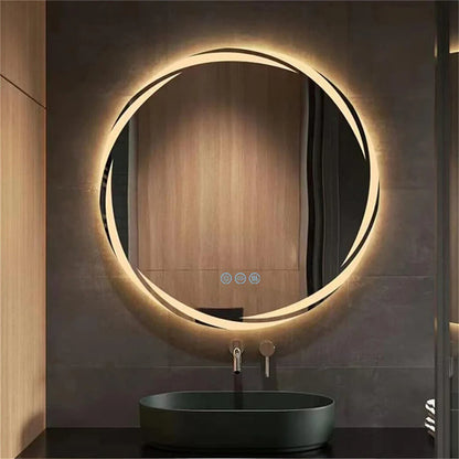 Anti-fog LED Badkamerspiegel – Verlichte Spiegel – Make-up Spiegel – Muurspiegel – Rond Spiegel – 80x80 cm – 3 Kleurtemperaturen – Schokbestendig Glas