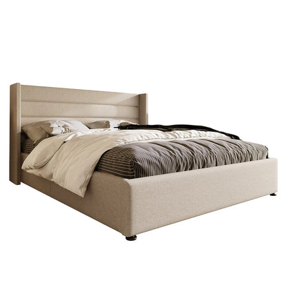 Gestoffeerd Bed – Opbergbed – Tweepersoonsbed – Slaapbank – Platformbed – 180x200 cm – Fluwelen Hoofdbord – USB Oplaadfunctie & Leeslamp