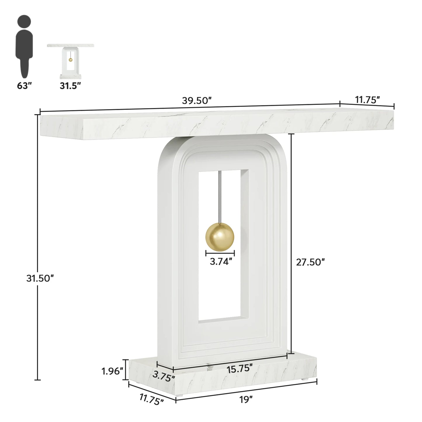 Tribesigns Modern Console Table, 40 Inches Narrow Sofa Entryway Table with Pendulum Shape Base, Contemporary Wood Accent Table - QUORE