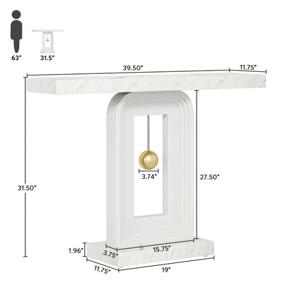 Tribesigns Modern Console Table, 40 Inches Narrow Sofa Entryway Table with Pendulum Shape Base, Contemporary Wood Accent Table - QUORE