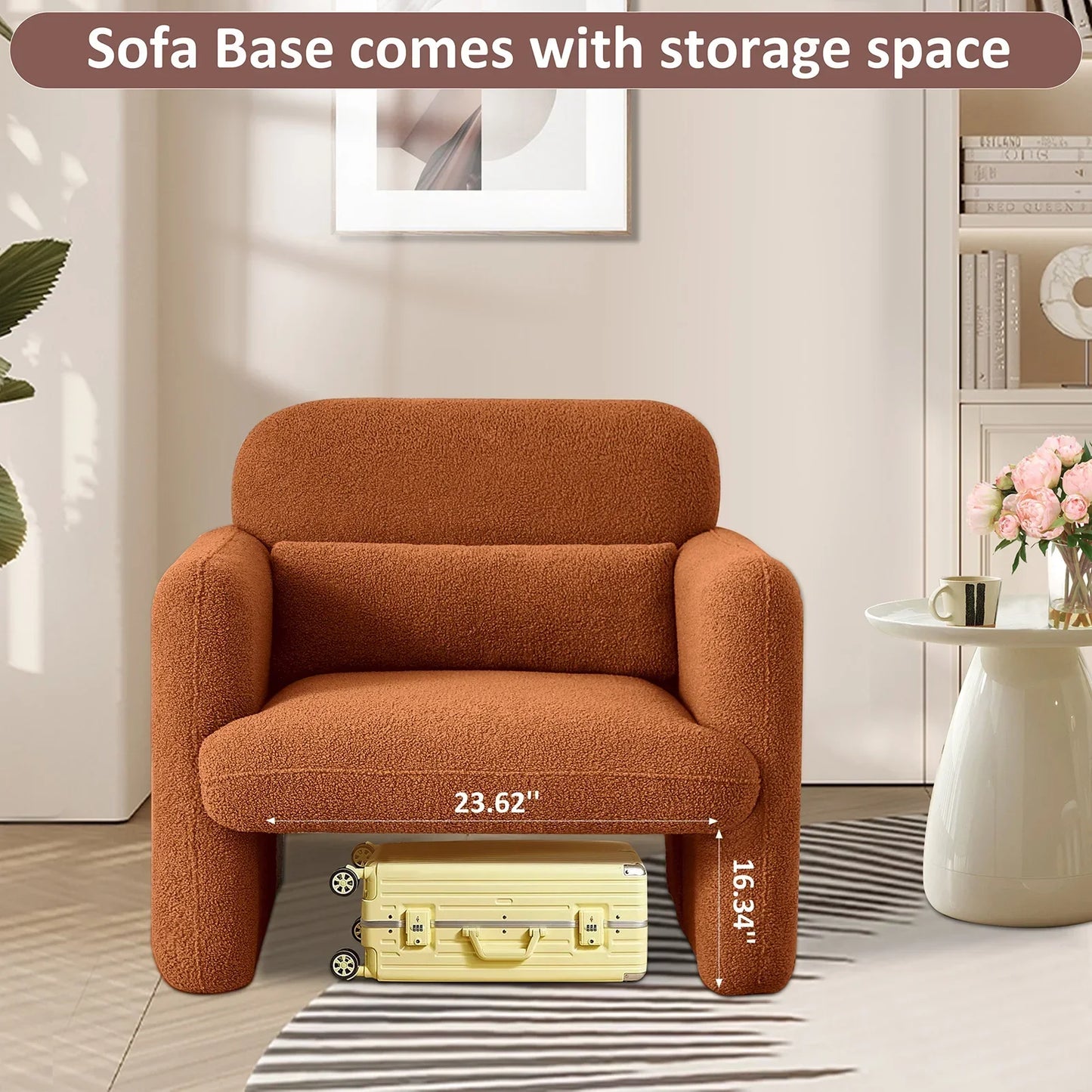 Fauteuil – Lounge Stoel – Zetel – Leesstoel – Scandinavisch Design – Lamsvacht Stoffering – Houten Frame