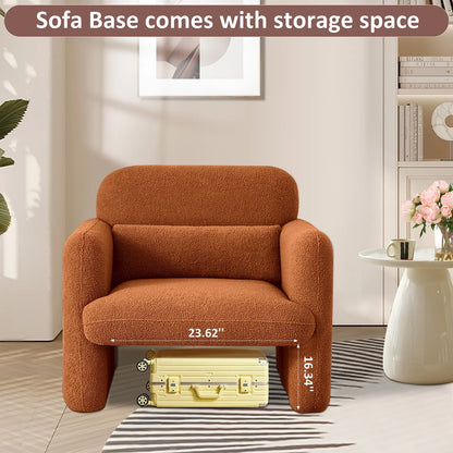 Fauteuil – Lounge Stoel – Zetel – Leesstoel – Scandinavisch Design – Lamsvacht Stoffering – Houten Frame