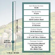 Fence Posts - Pole - Pasture Post - Pasture Fence - Forest Fence - Forest Fence - Garden Fence - Heavy Duty Metal - 5 Inch - for for Garden Garden Lawn Farms &amp; Outdoors Wire Fence - Pack of 10