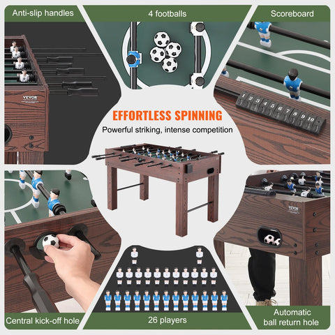 Football Table - Football - Table Football Game - Football Table - Indoor - Full Size - 55 inch - for Family Football - with Table Football Set Including 4 Balls and 2 Cup Holders