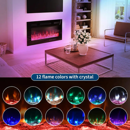 Elektrische Haard – Wandhaard – Sfeerverwarming – Inbouwhaard – Open Haard – Ultra-Flat Design – 1800W Verwarming – Afstandsbediening & Timer